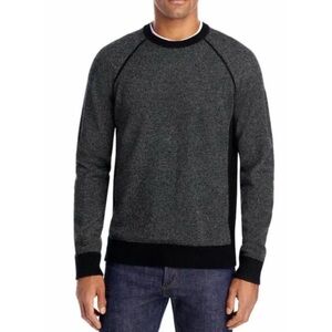 VINCE Birdseye Crewneck Wool & Cashmere Sweater - Black & White